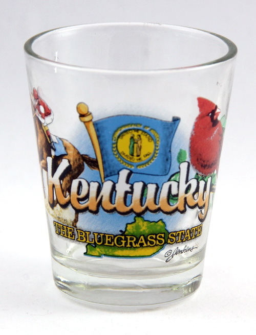 KENTUCKY BLUE GRASS STATE ELEMENTS SHOT GLASS SHOTGLASS
