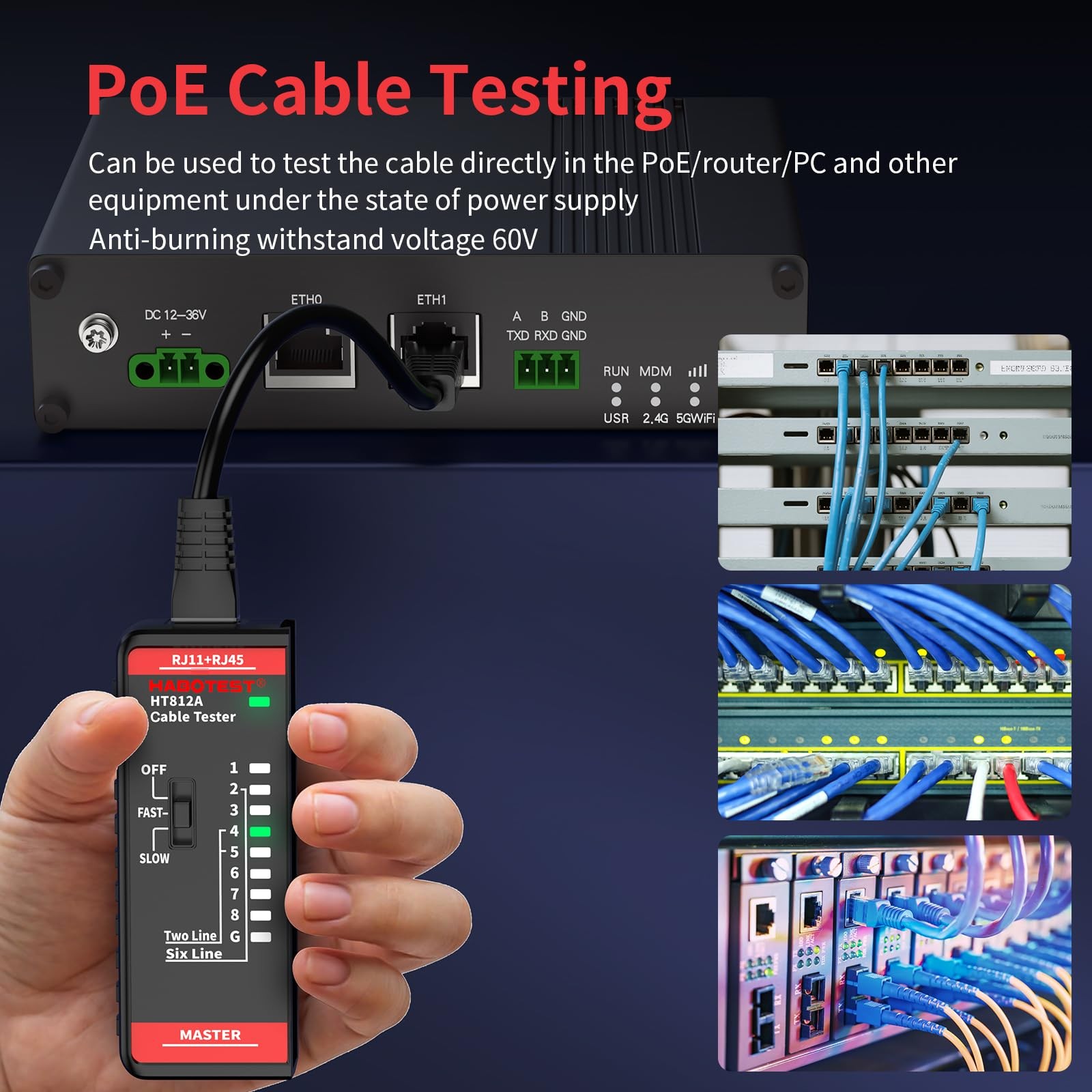 LAN Tester Network Cable Tester, RJ45 Network Tester for CAT5 CAT5E CAT6 CAT6...