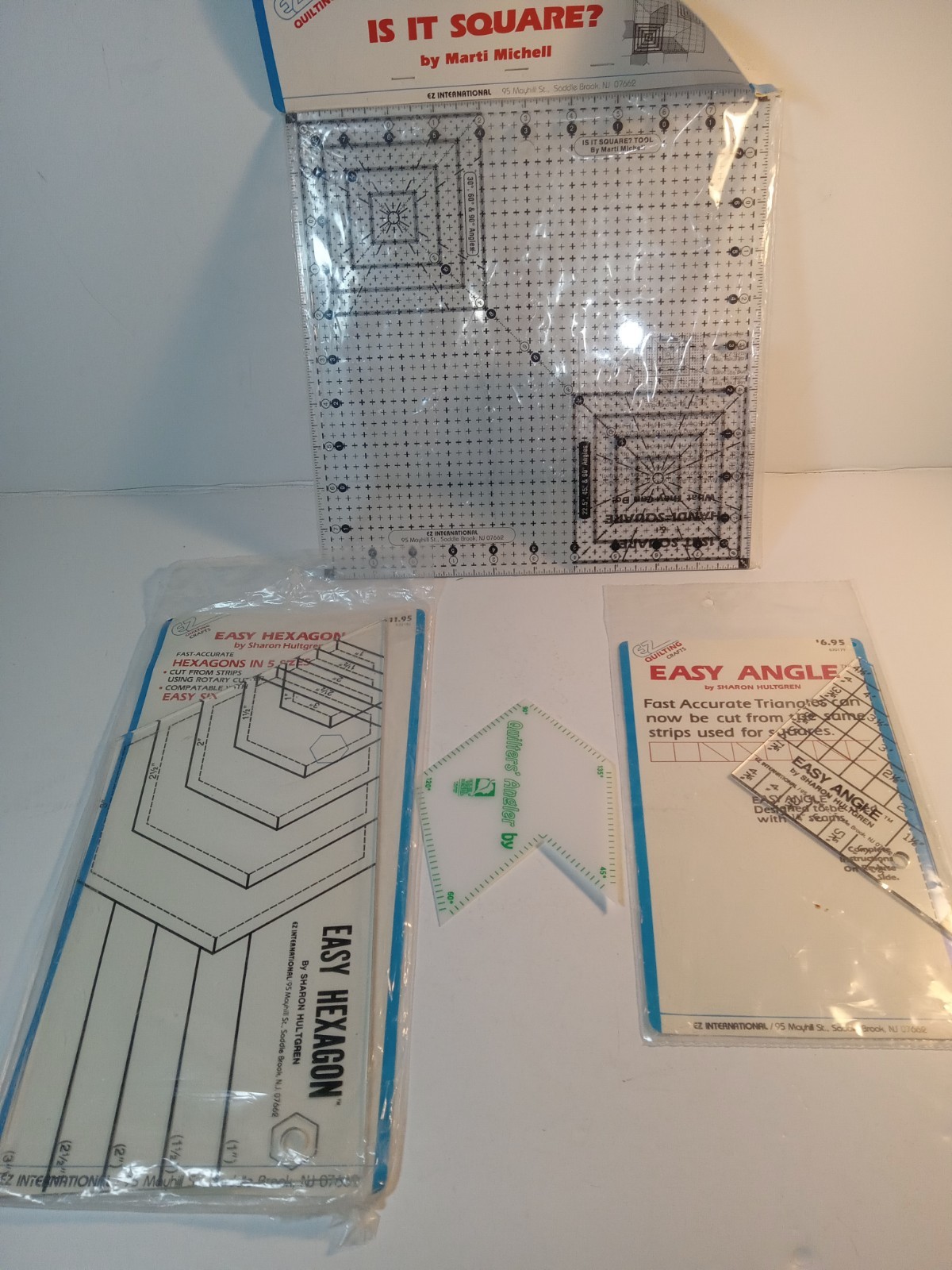 (Lot of 4) EZ Quilting Templates ~ Mitchell Hultgren ~ Square Hexagon Triangle