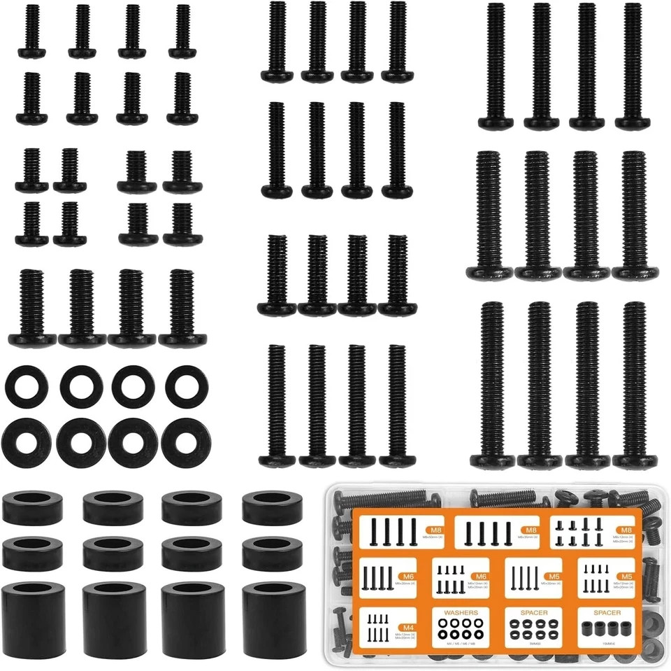 Universal TV Mounting Hardware Screw Kit Set with Box M4 M5 M6 M8 Screws Tool