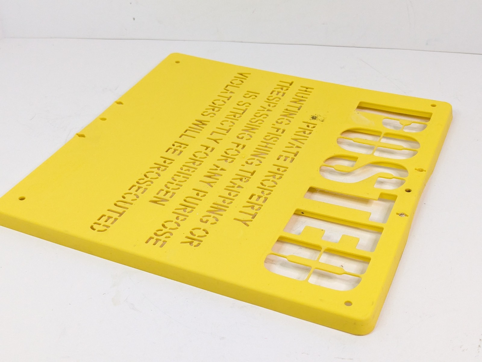Private Property Hunting Fishing Trespassing Plastic Stencil Sign 11x11 Yellow