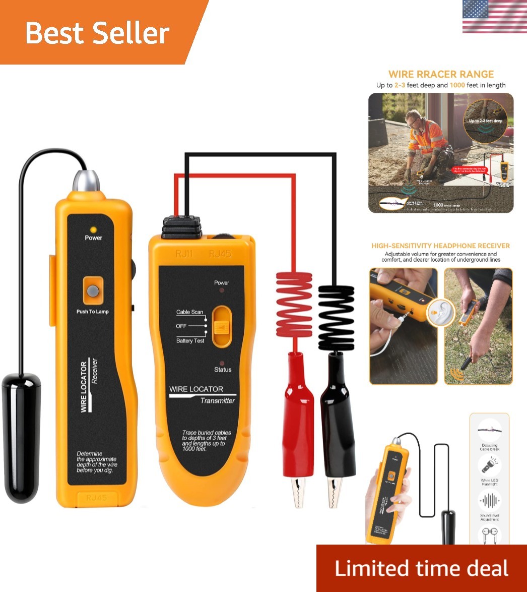 Efficient Underground Wire Locator F02 with Safety Features - LED Flashlight