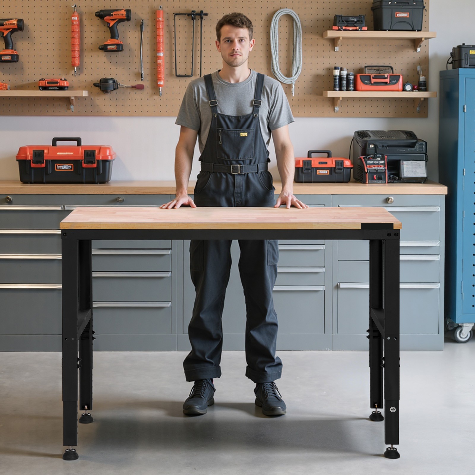 Uimoso Adjustable Workbench 48 x 20-inch with Built-in Power Outlets