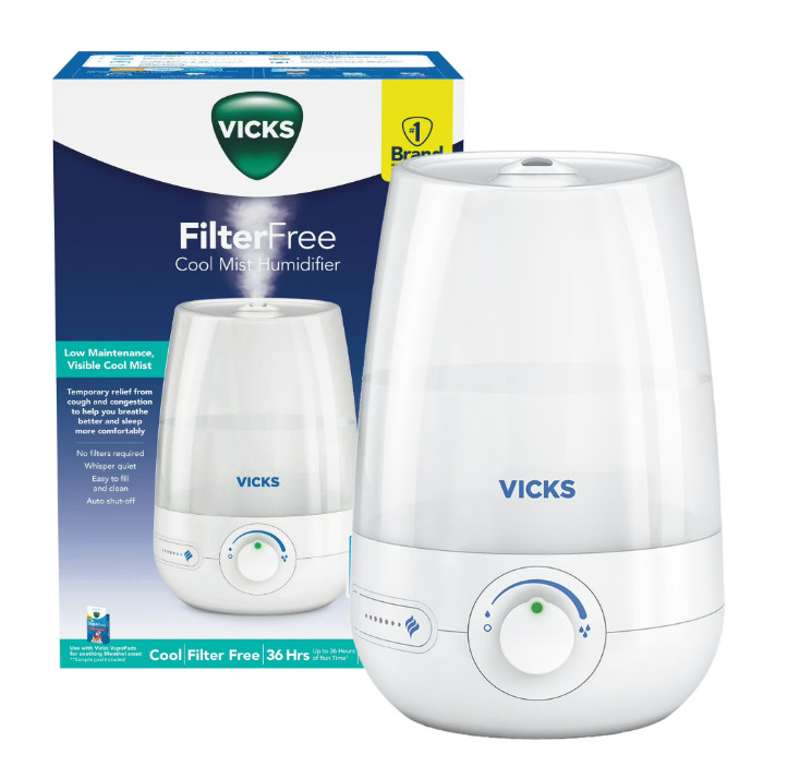 Vicks 1 gal 400 sq ft Ultrasonic Cool Mist Humidifier, White