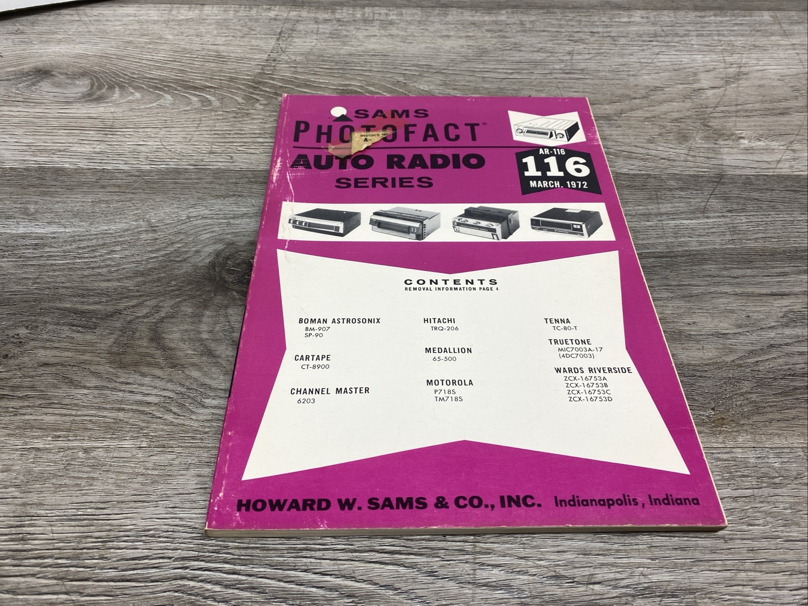 Sams Photofact Auto Radio Series Vol 116 March 1972 AR-116 Motorola Cartape