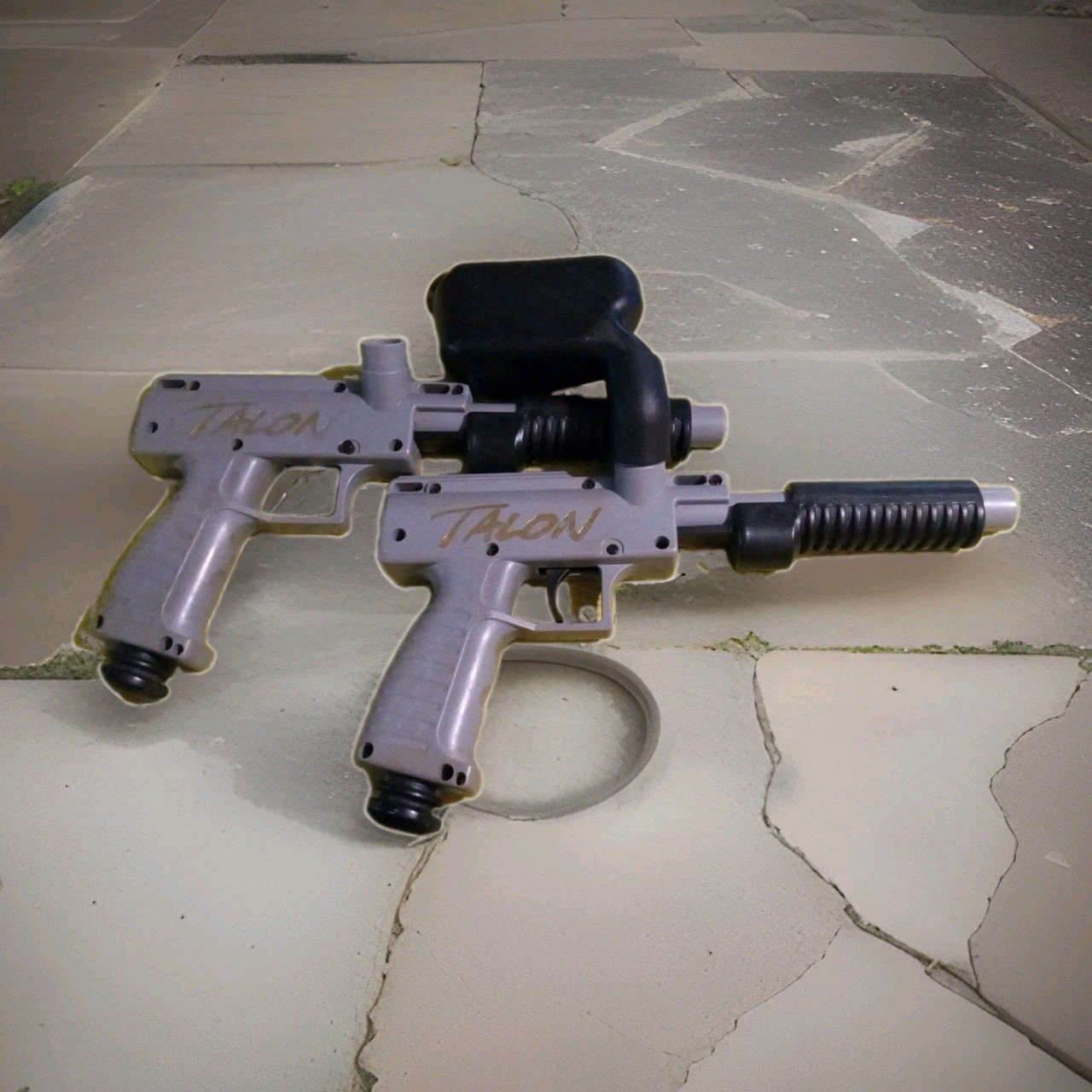 2 Two Brass Eagle Talon Paintball Marker Gun Pump Action Used Silver As Parts