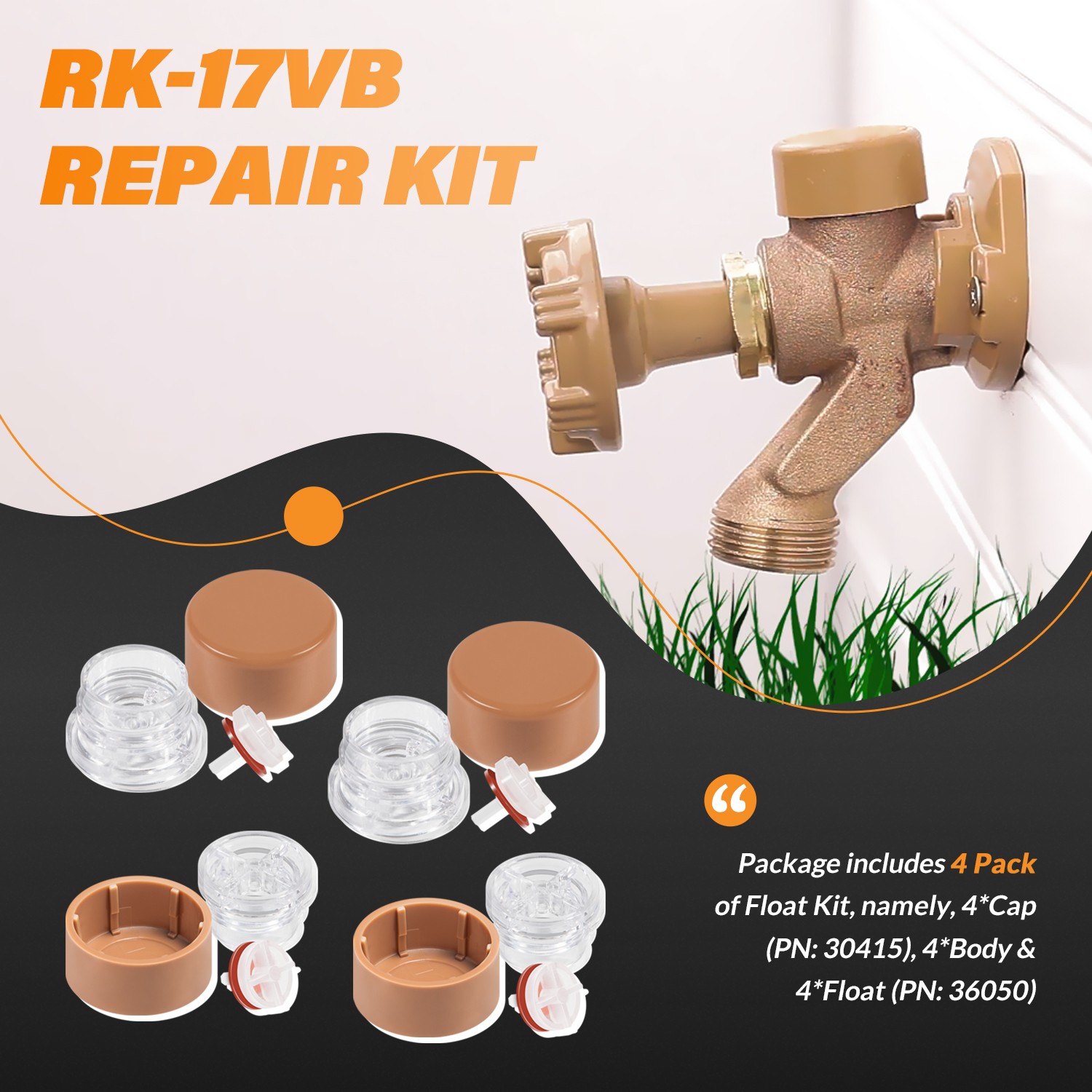 RK-17VB Vacuum Breaker Float Kit fit for Woodford Model 17 (4-Pack)