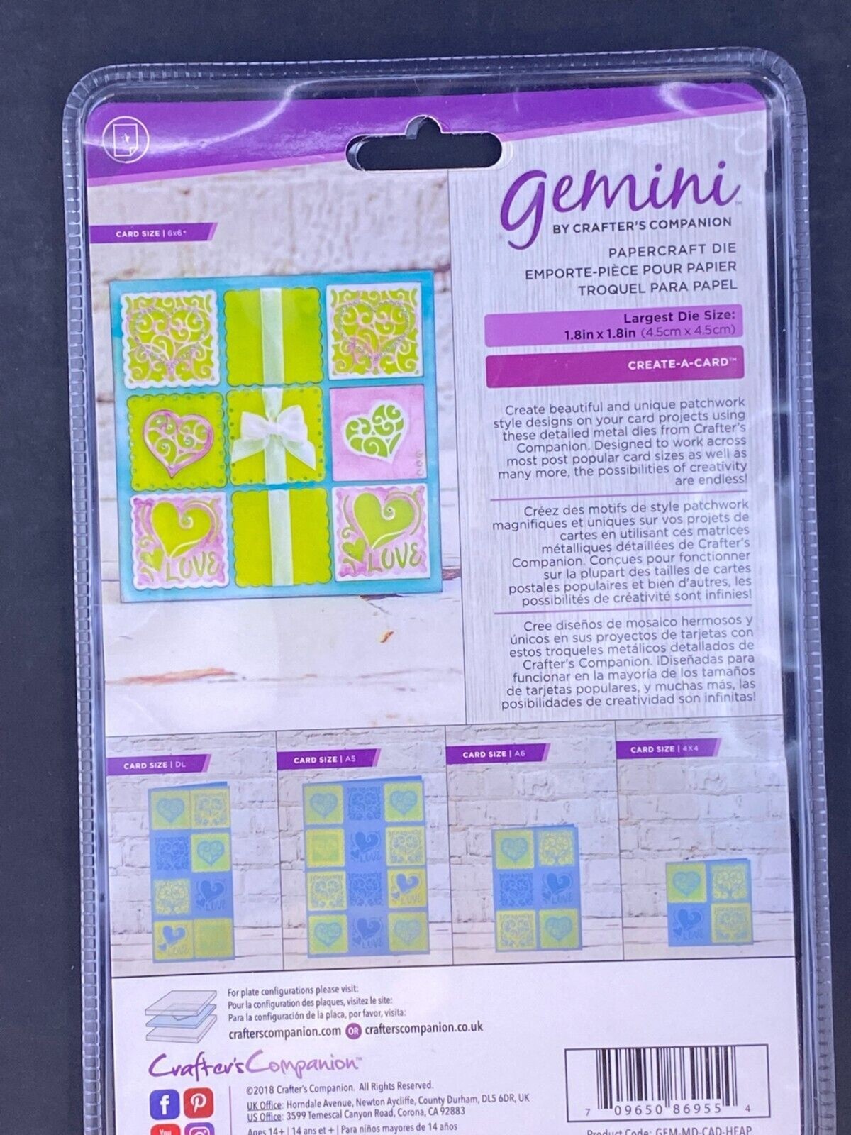 Crafter's Companion Gemini Heart Patchwork Create a Card Cut Craft Die