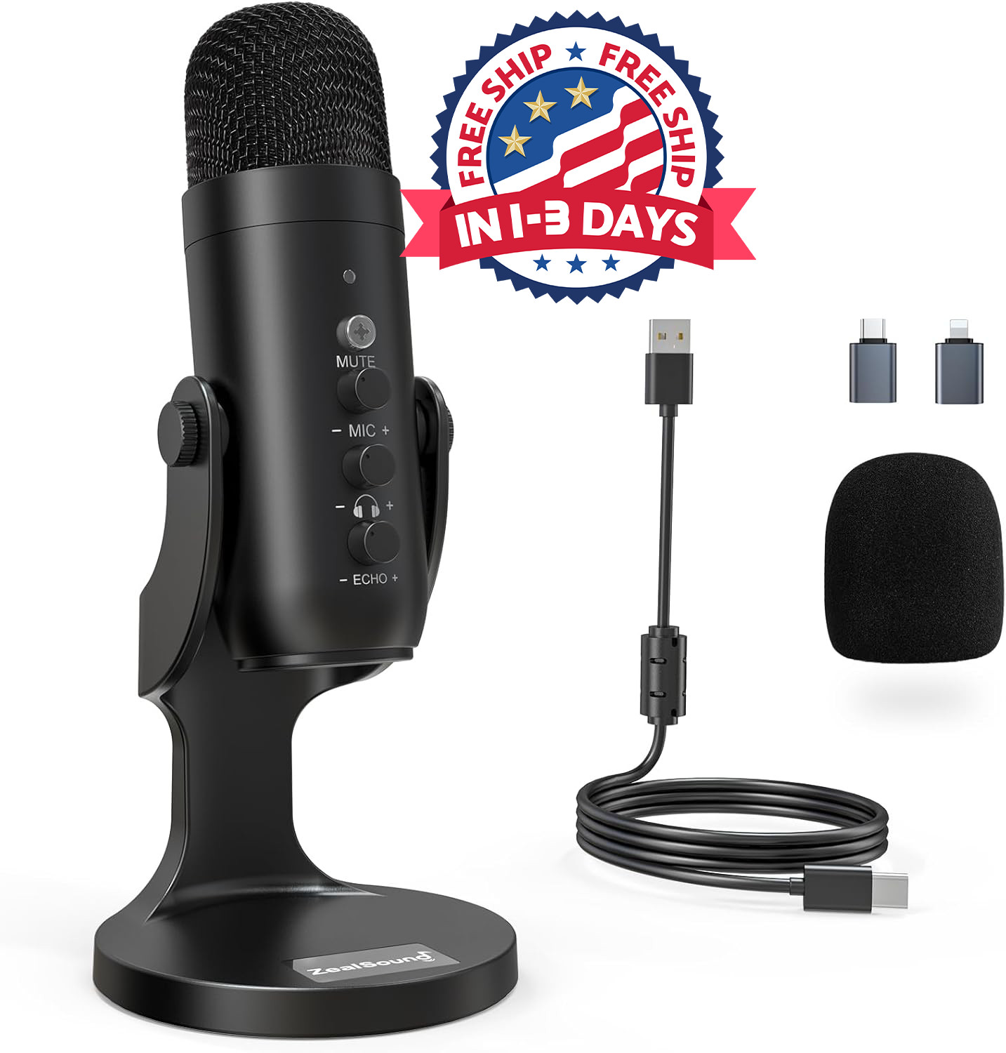 Microfono USB Condensador Para PC Estudio De Grabacion Profesional YouTube Gamer