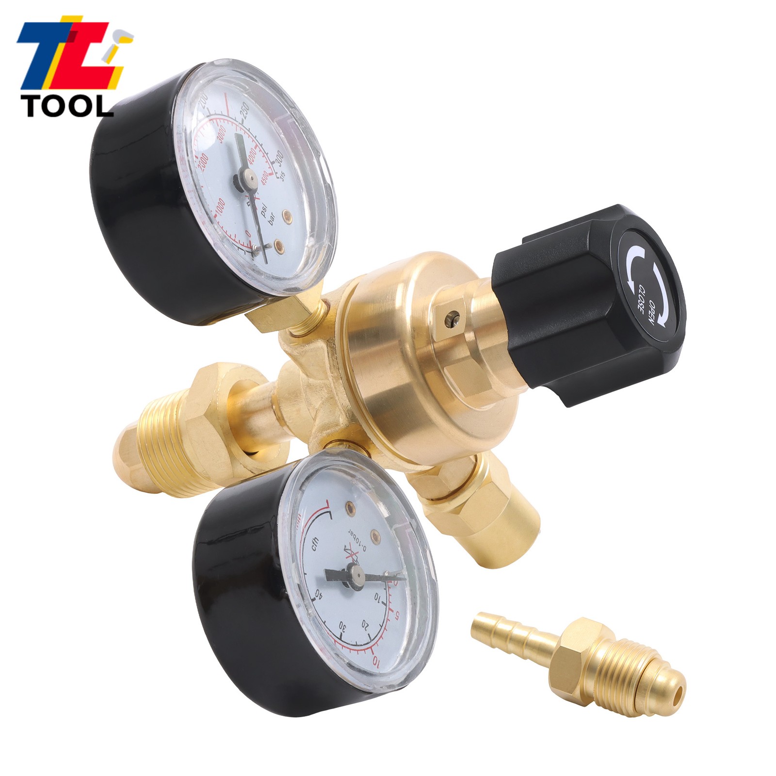Industrial Argon CO2 Regulator/Flowmeter Dual Gauges for CGA580 MIG & TIG Welder
