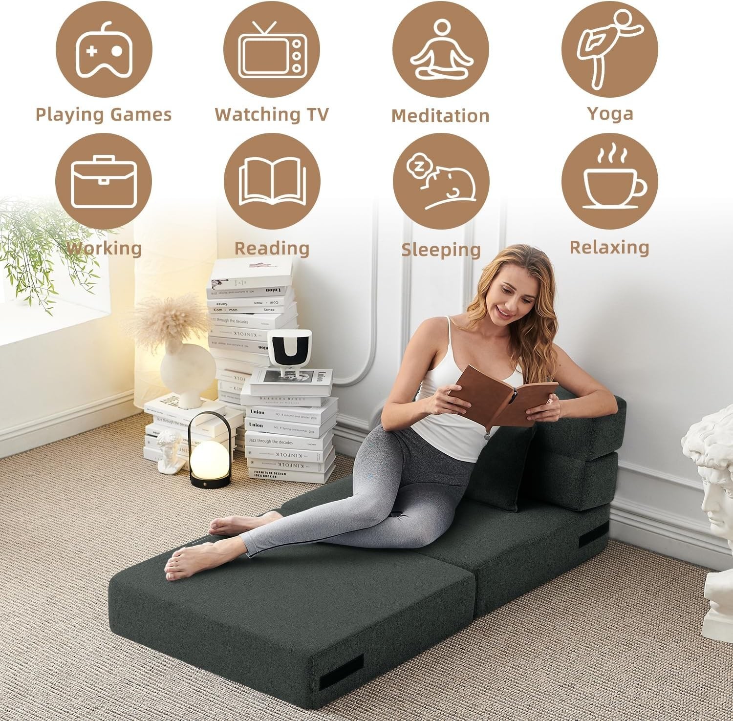 Folding Sofa Bed Convertible Sleeper Chair Bed Adults Fold Out Chair to Bed