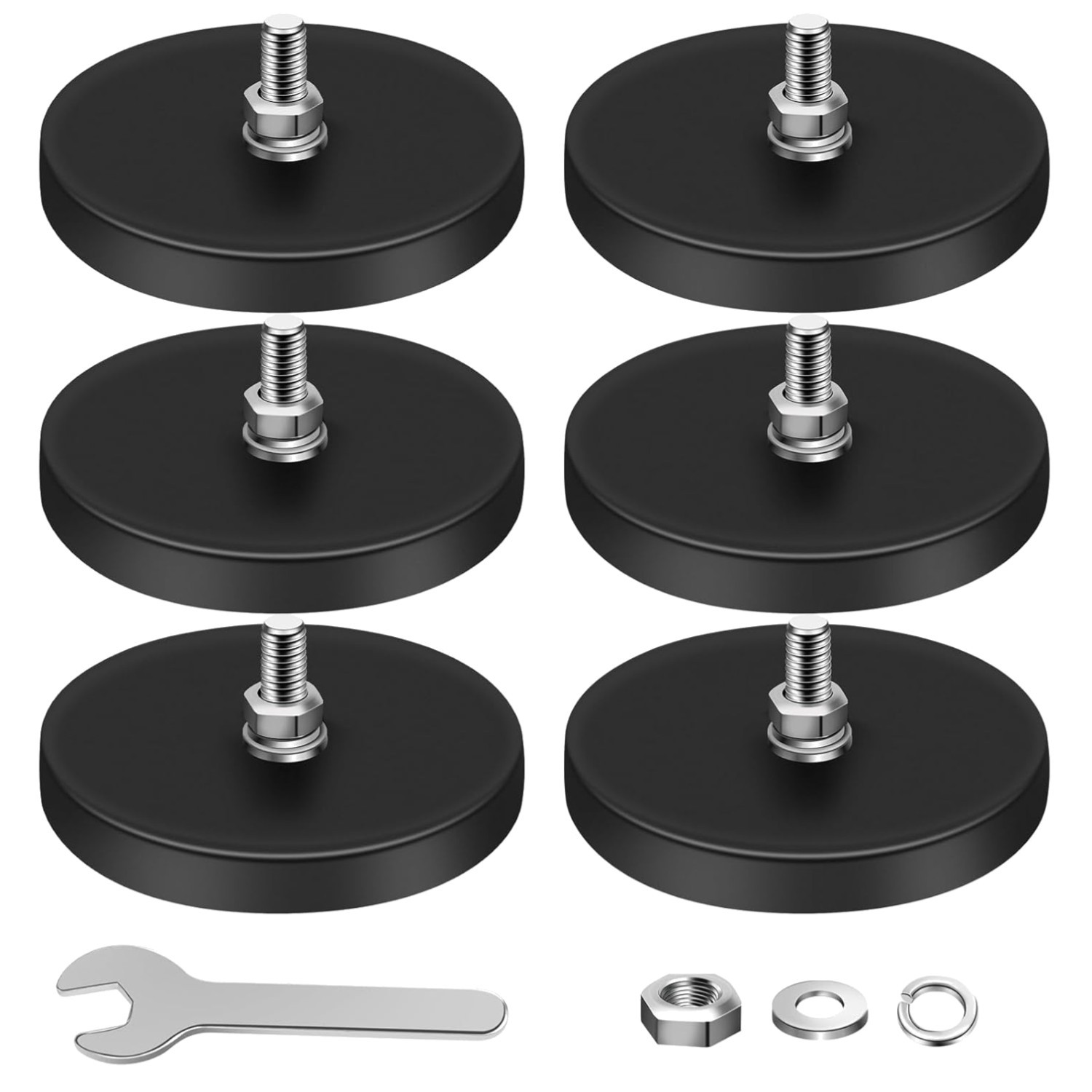 6PCS 1/4" Strong Rubber Coated Magnets - 30lb Pull Force