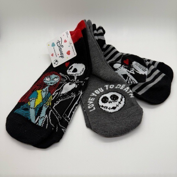 Disney Women's Nightmare Before Christmas Socks - Black and Gray Shoe Size 4-10