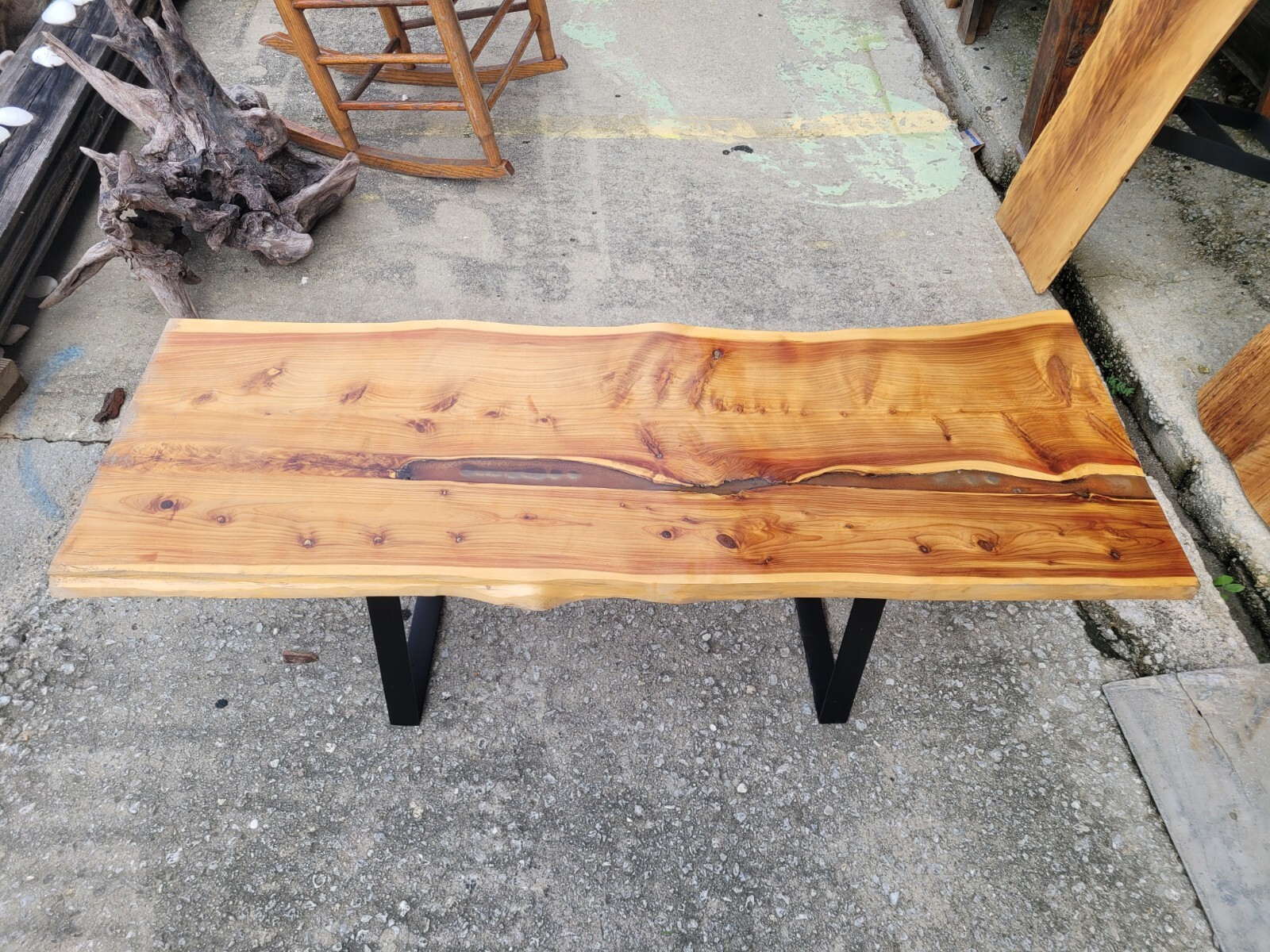 Live Edge Handmade Eclectic Minimalist Coastal Bohemian Farmhouse Rustic Bench