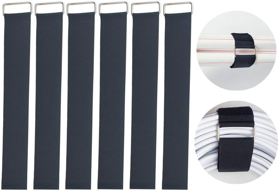 18" x 2" Reusable Nylon Hook and Loop Straps - 6 Count for Ultimate Organization