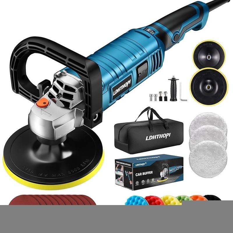 High Performance Buffer Polisher 1600W 7 Speeds 7 Pads Multi-Surface Use