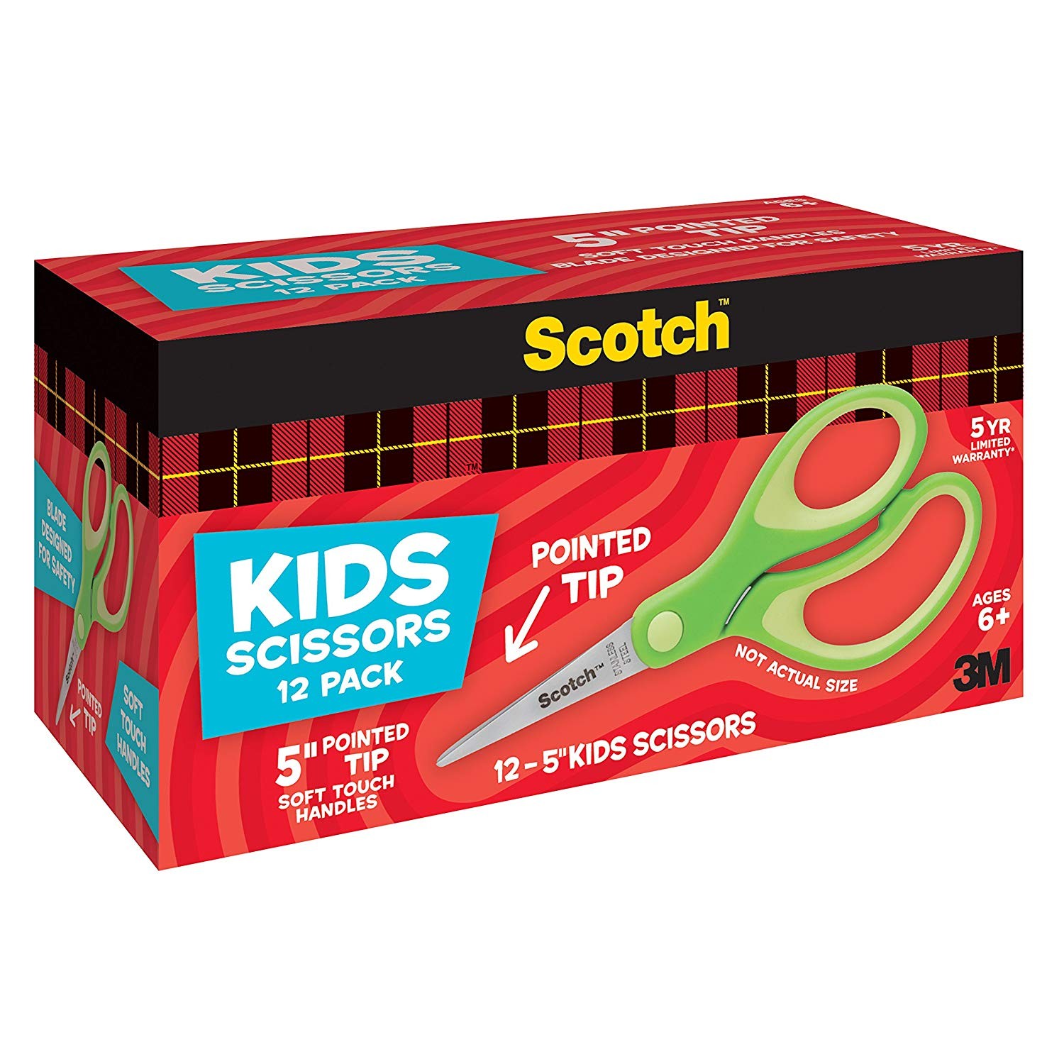 Scotch Kid Scissors [Pointed Tip]: 12-pack (Green)