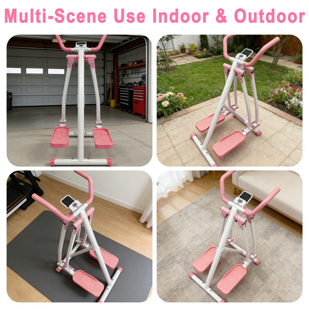 Air Walk Elliptical Glider, Foldable Low-Impact Cardio Cross Trainer, LCD