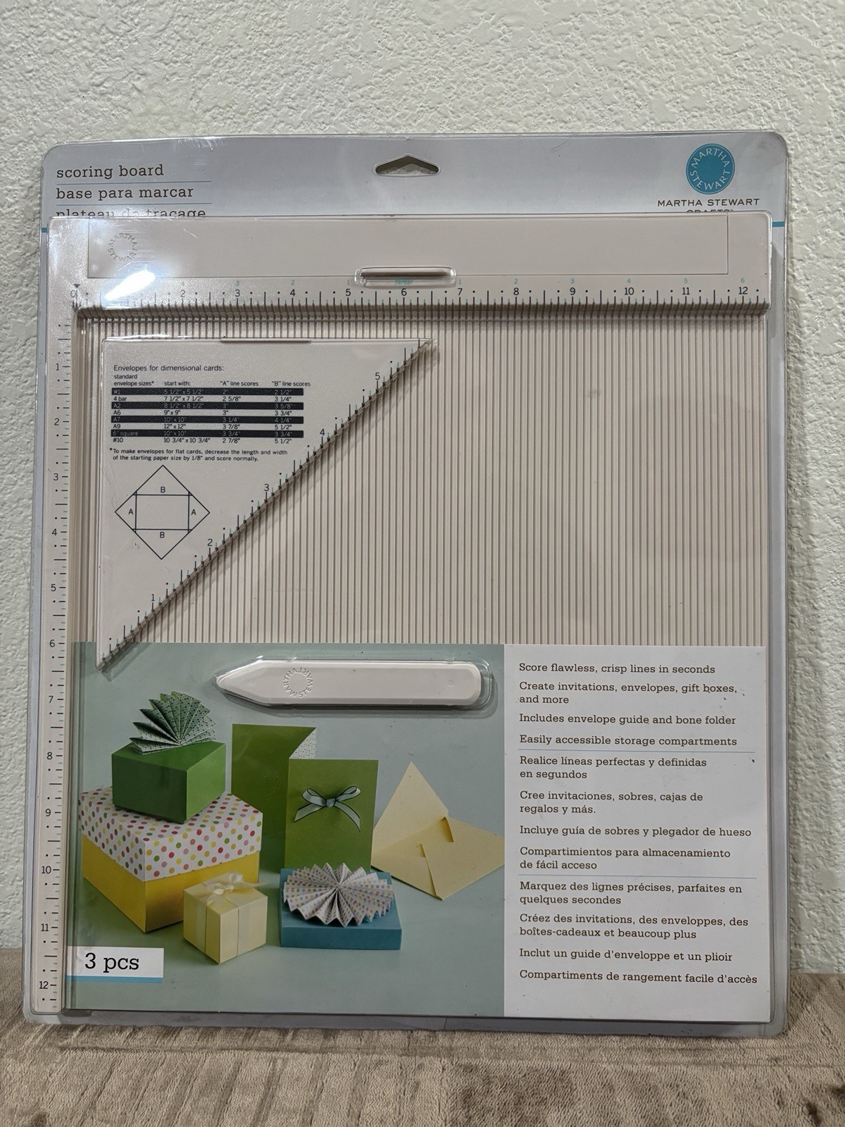 Martha Stewart Crafts Scoring Board 3 Piece For Envelopes Cards New