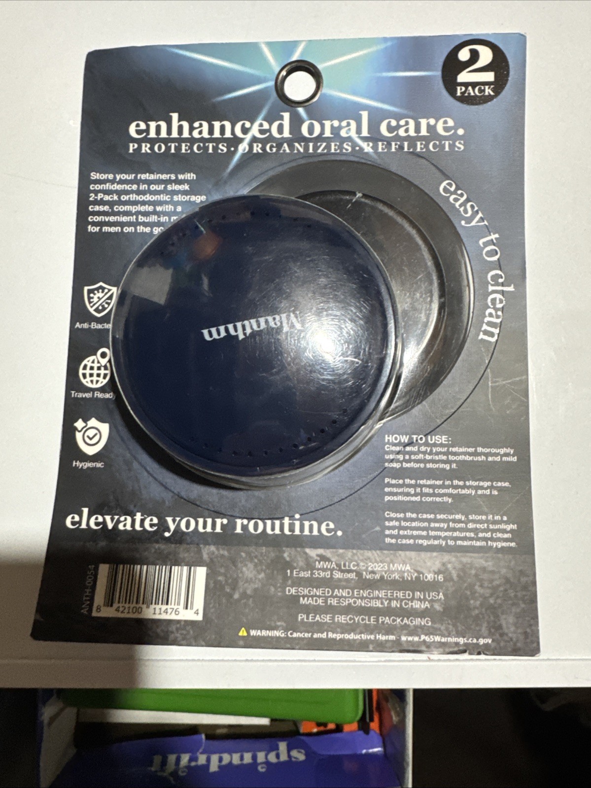 Manthm Orthodontic Storage Case 2 Pack Built In Mirror Retainer Travel Ready