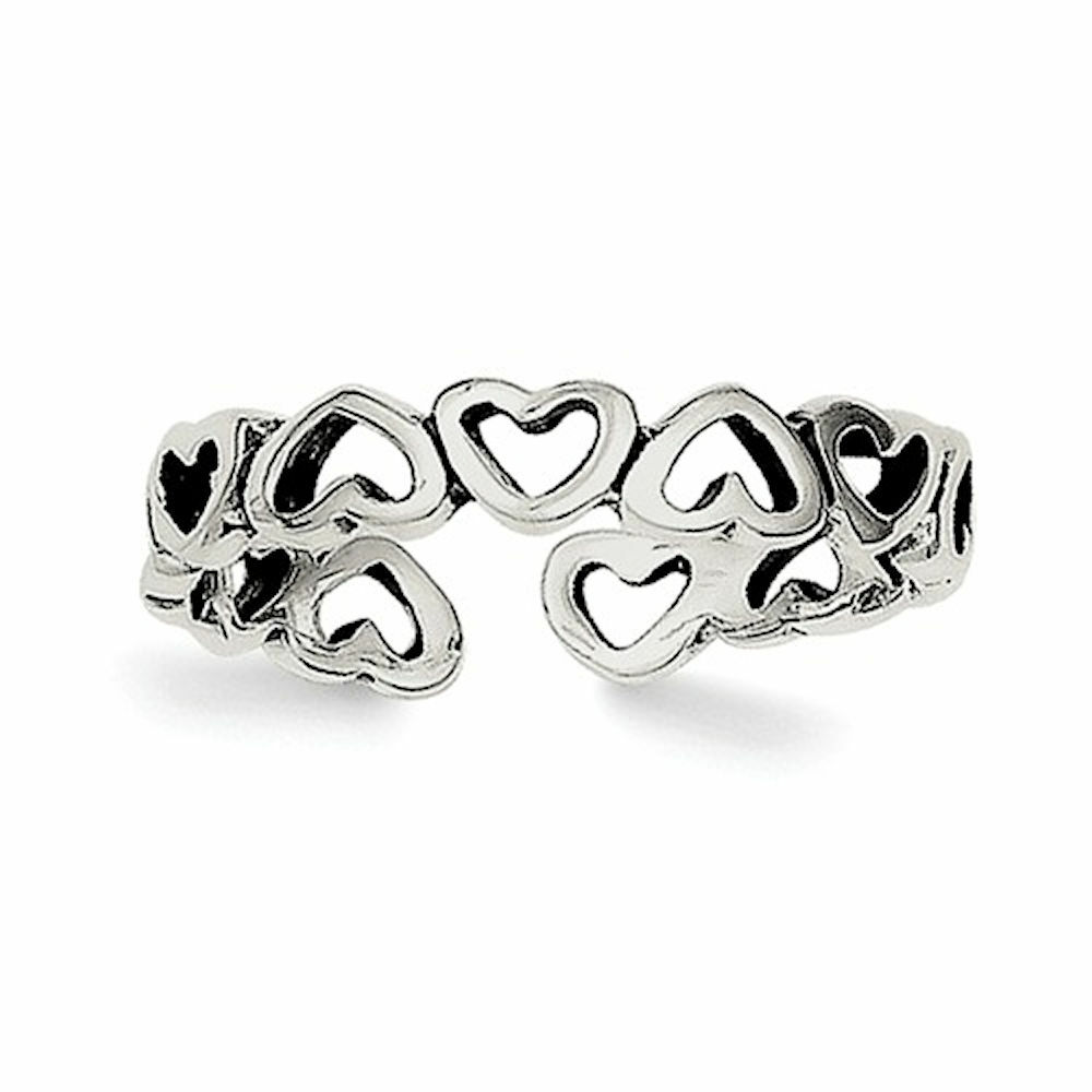 Womens Heart Toe Ring Solid 92 Sterling Silver