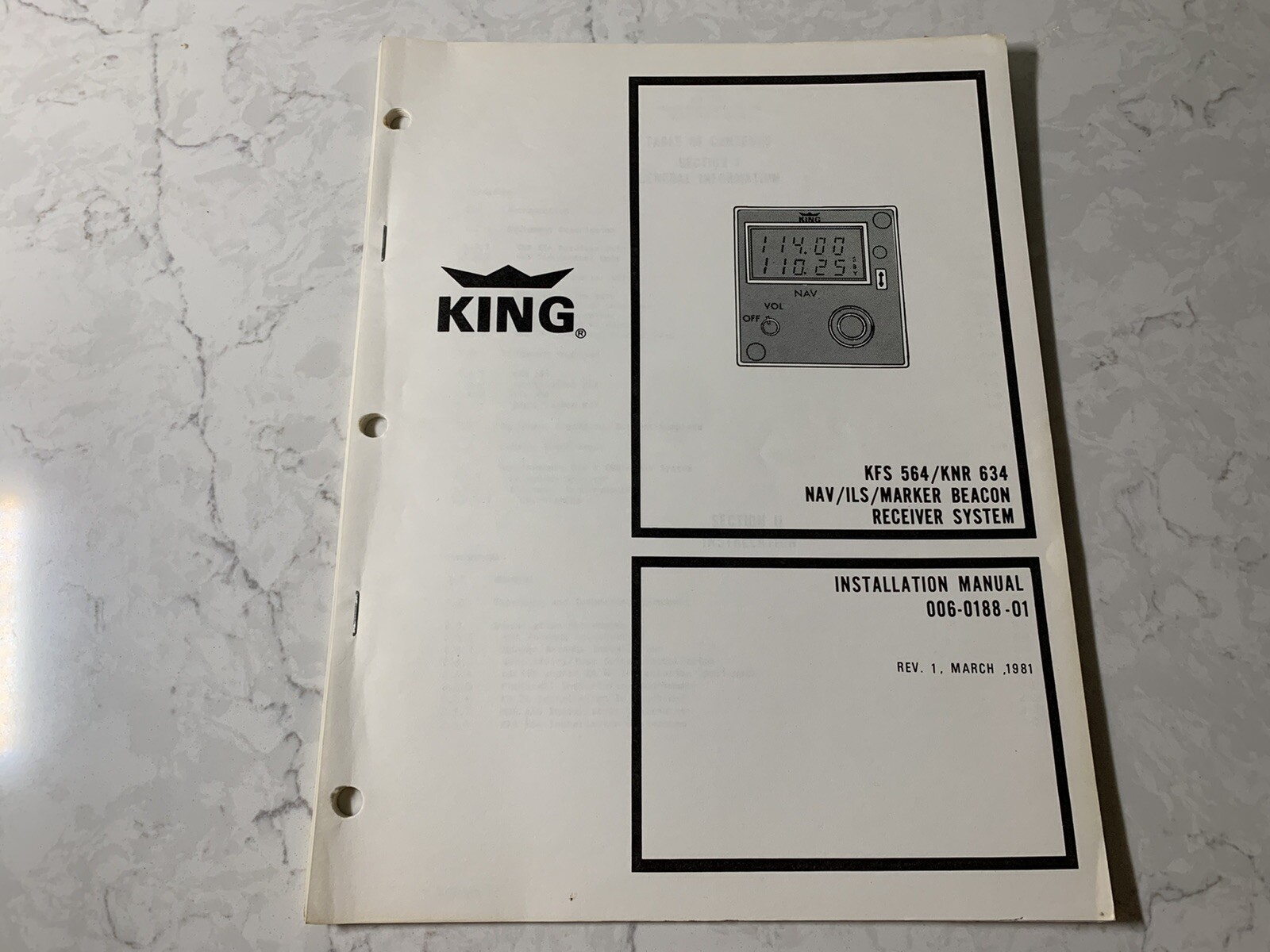 KFS 564/KNR 634 NAV/ILS/Marker Beacon Receiver System Installation Manual
