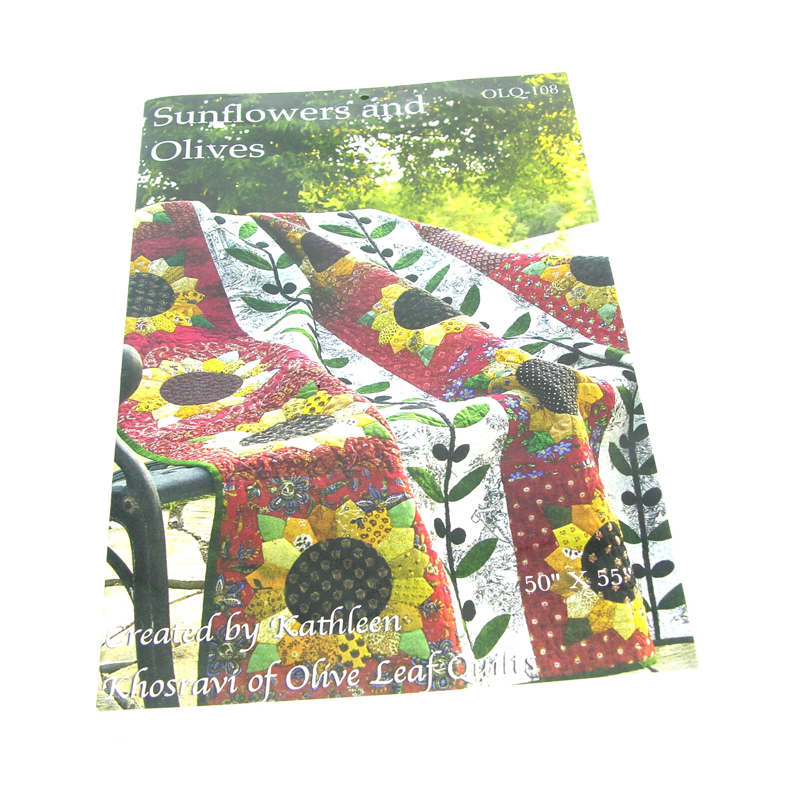 SUNFLOWERS AND OLIVES 50" x 55" Embroidery Quilt Pattern By Quilt Woman #OLQ-108