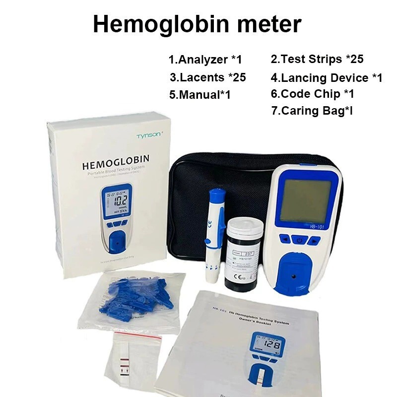 Blood Hemoglobin & Hematocrit Monitor, Home Testing Device with 25 Test Strips