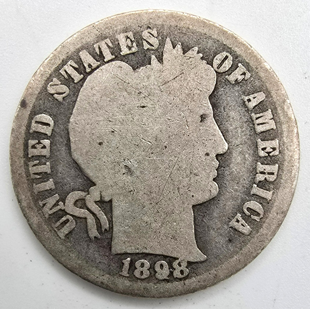1898 P Barber Dime AG/G As Shown You Grade It! 90% Silver Type Coin Free Ship!