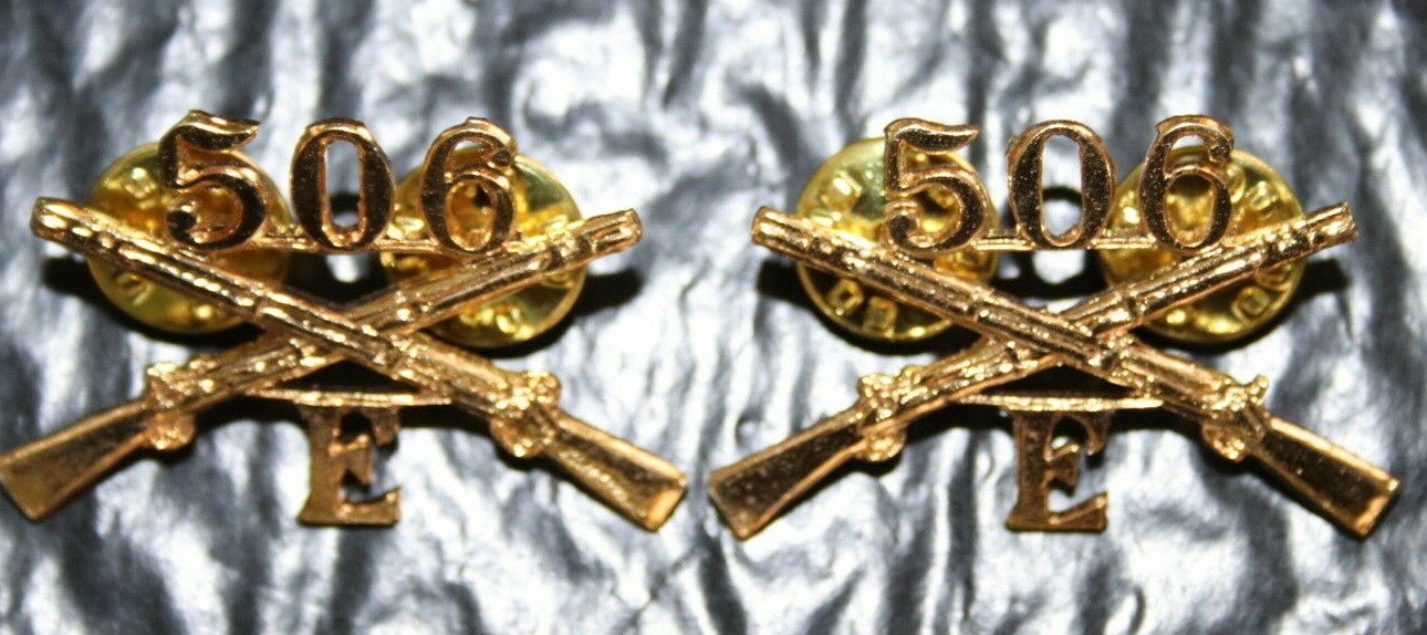 WW2 506TH EASY COMPANY PARACHUTE INFANTRY REGIMENT COLLAR BADGES OFFICER