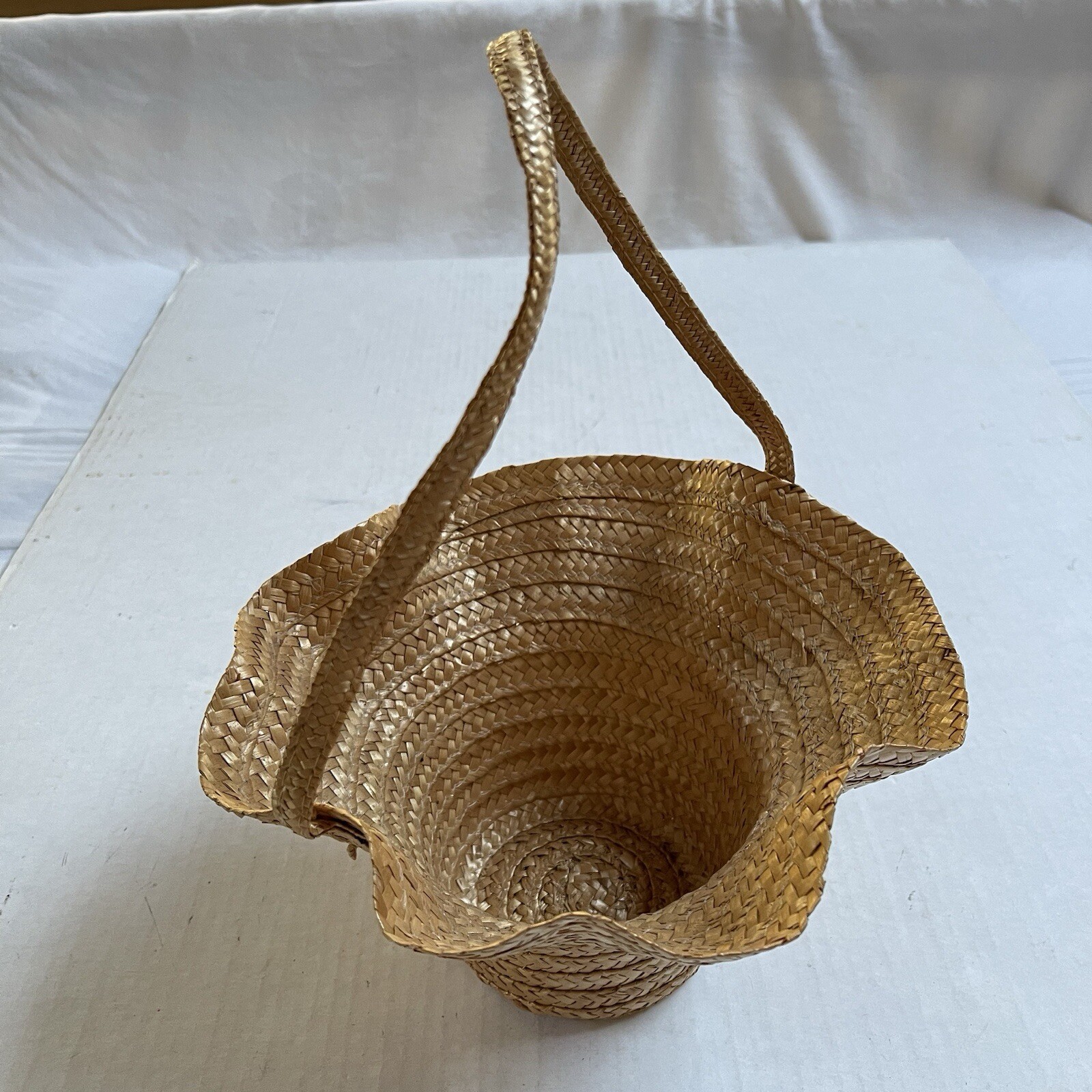 Woven Basket Handle Natural Flower Plants Storage Lightweight Easter