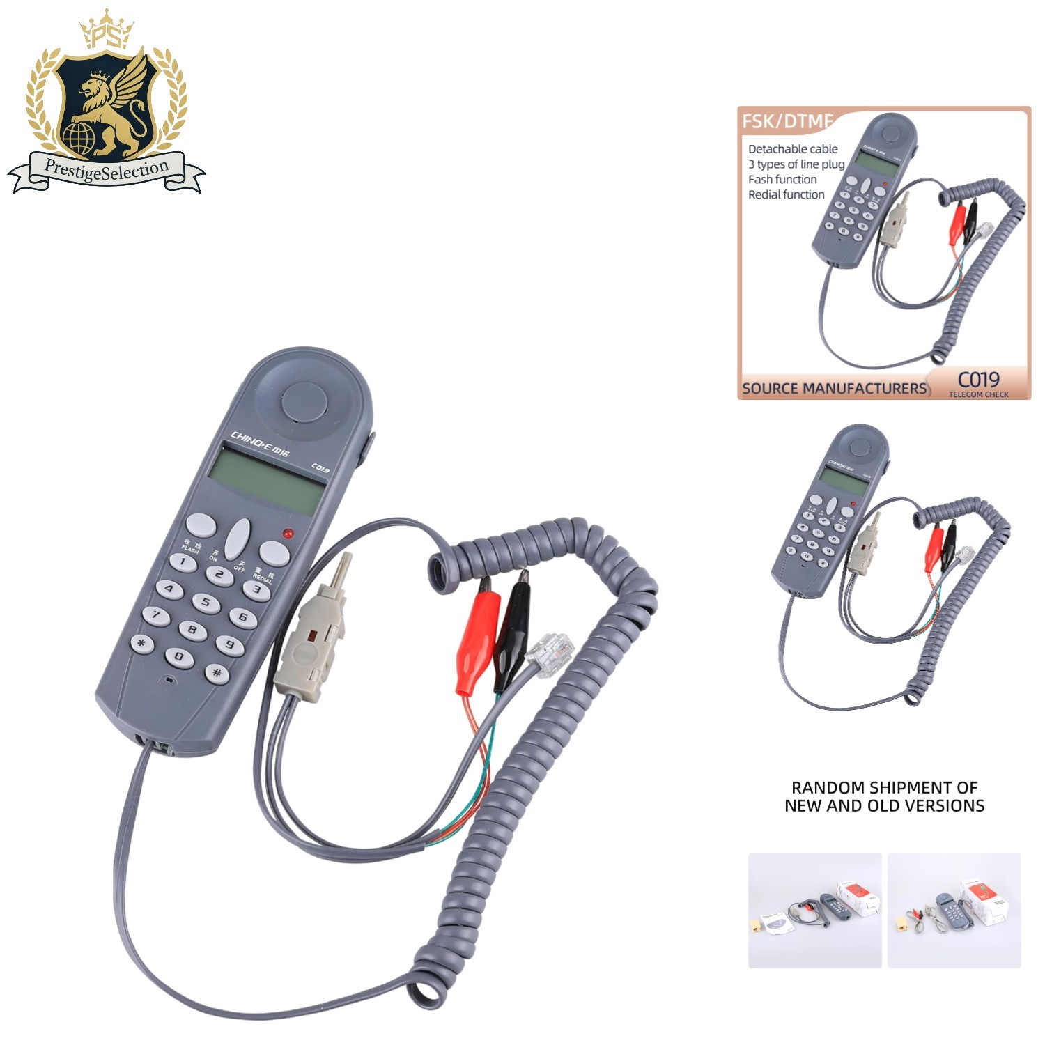 Lightweight FSK/DTMF Dual System Telephone Line Tester with Redial & Connectors