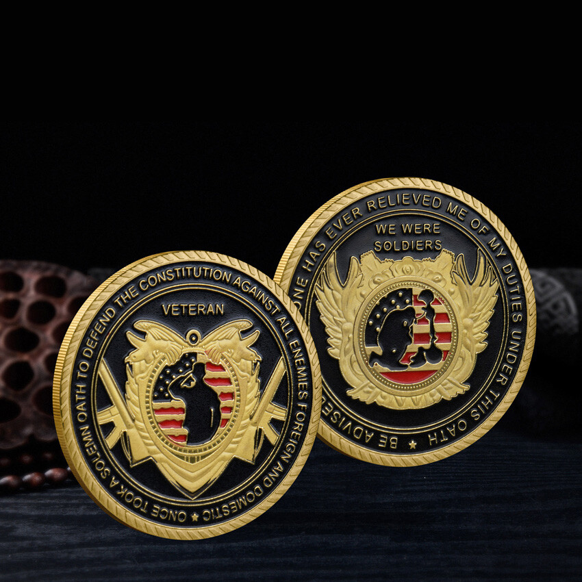 U.S. ARMY Veteran Challenge Coin Commemorative Gold Plated Military Metal