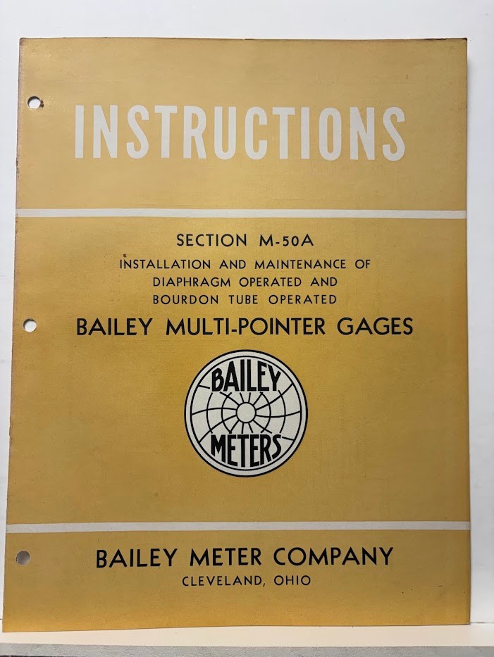 Vtg Bailey Meter Co Instruction Manual Multi-Pointer Gages 1947 Maintenance