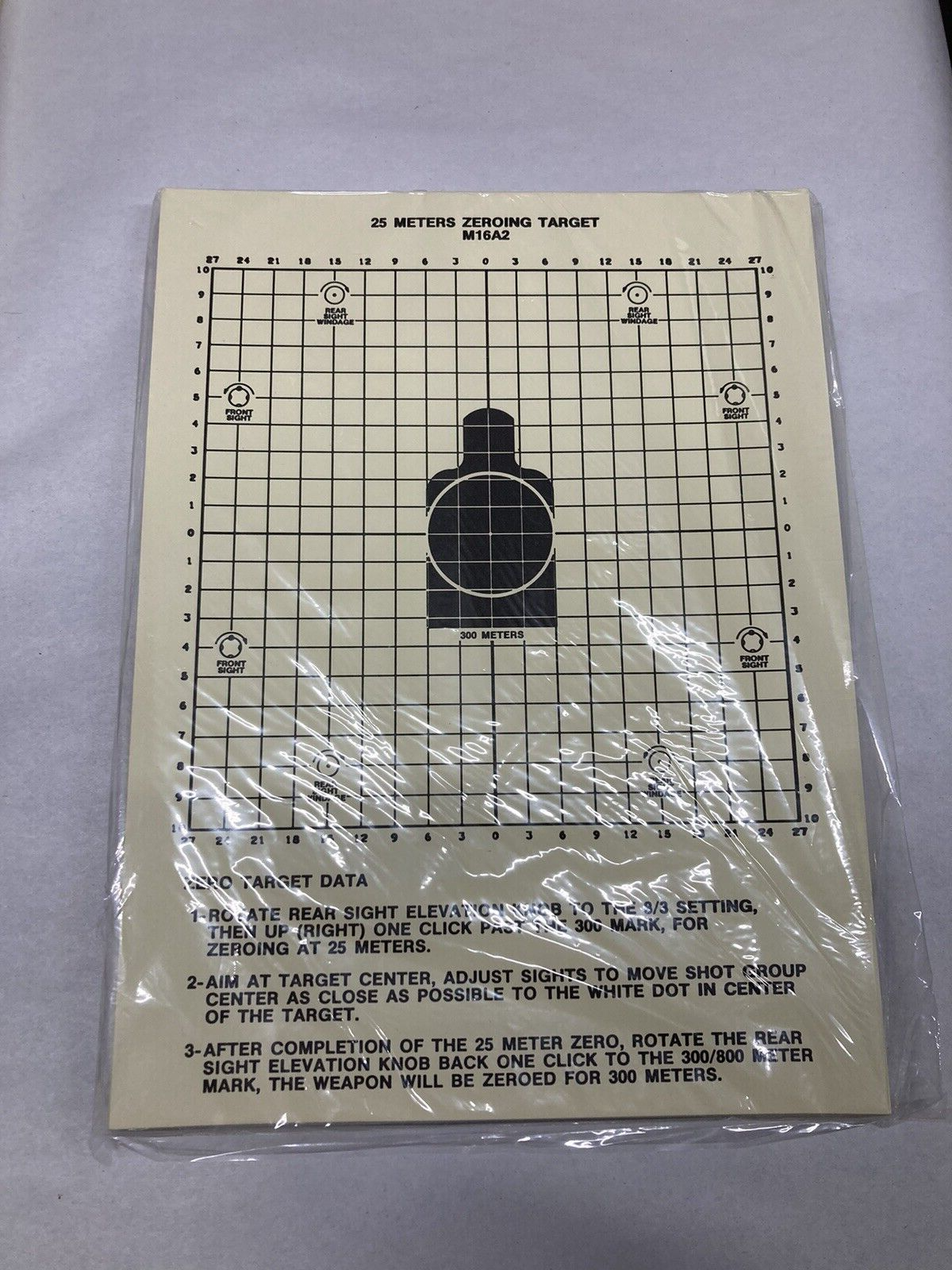 25 Meter Zeroing Target USGI ORIGINAL PACK OF 50