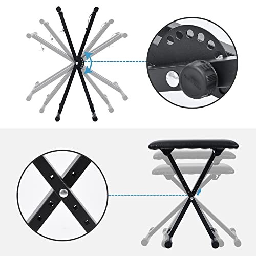Keyboard Stand & Bench Set, Upgrade Heavy Double X-Shape with Locking Straps