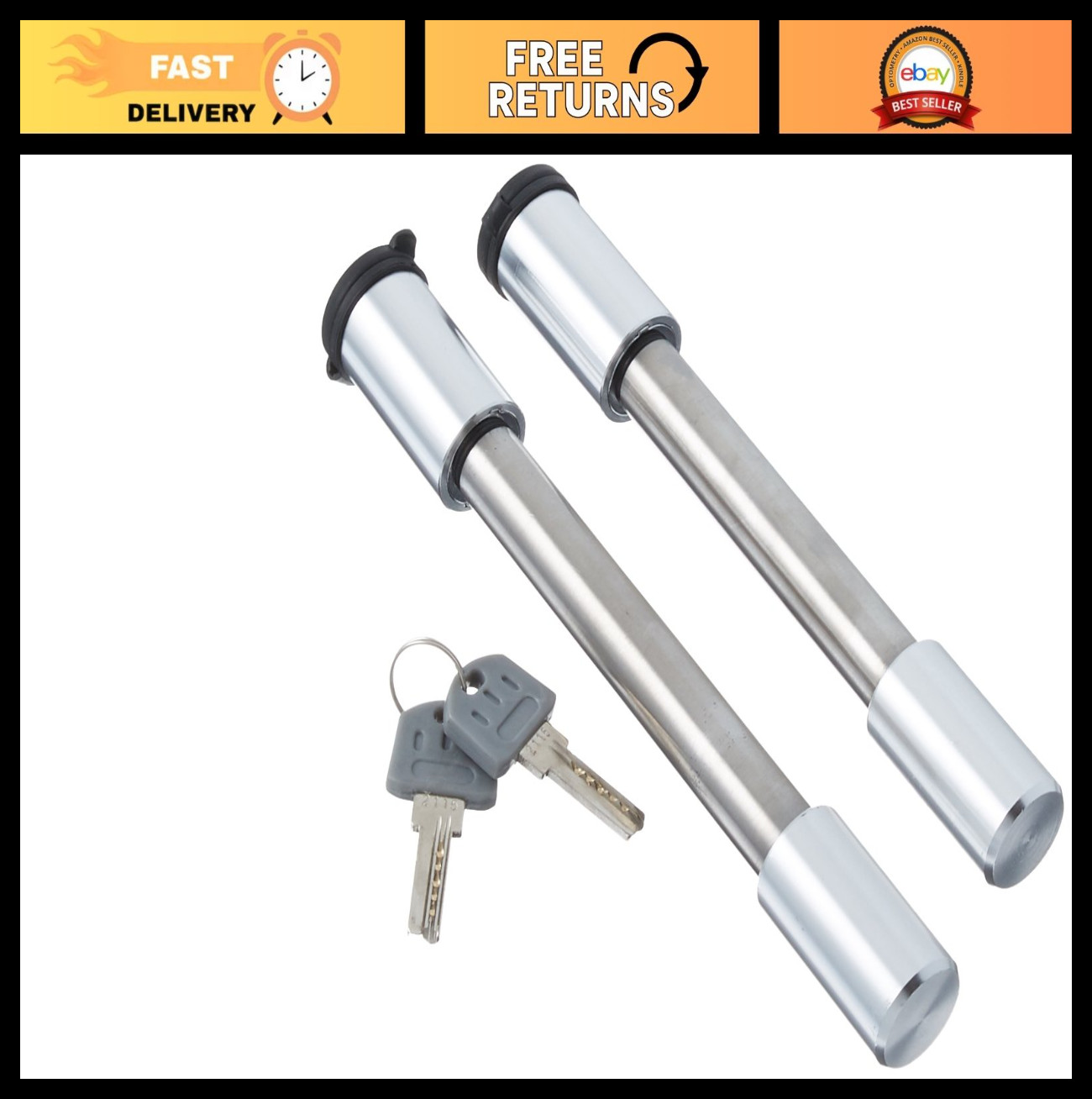 Heavy Duty Trailer Locking Pin Set with Keys - Stainless Steel RV Accessories, H