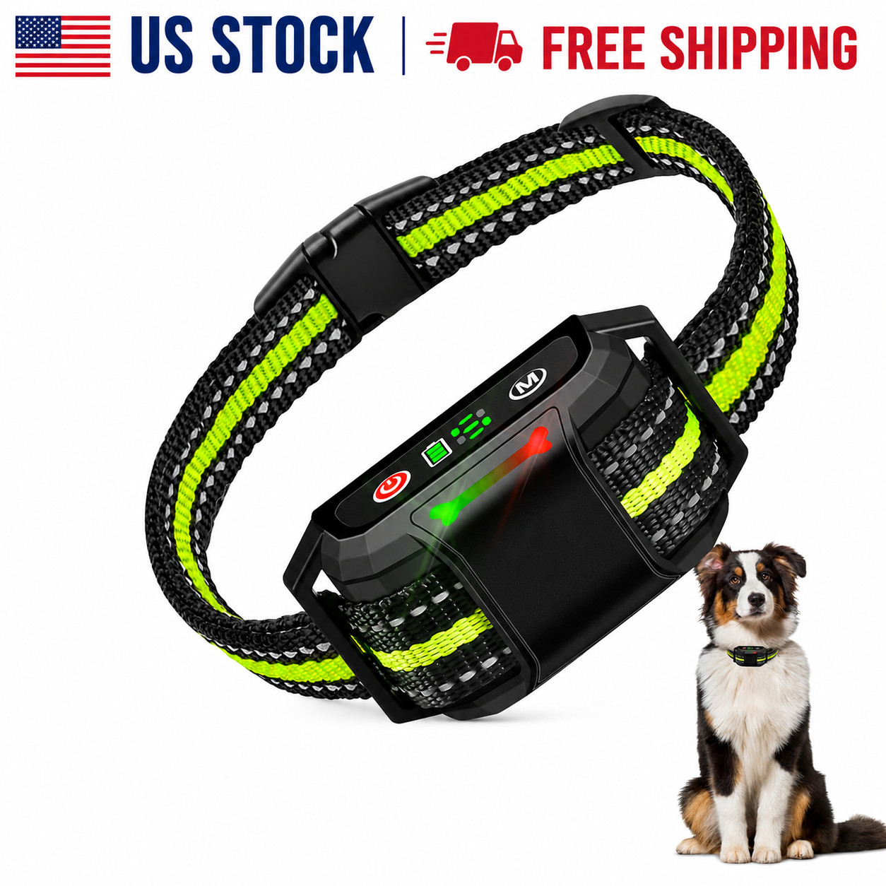 Rechargeable Dog Bark Collar IPX7 Waterproof Anti Barking Collar for Dogs