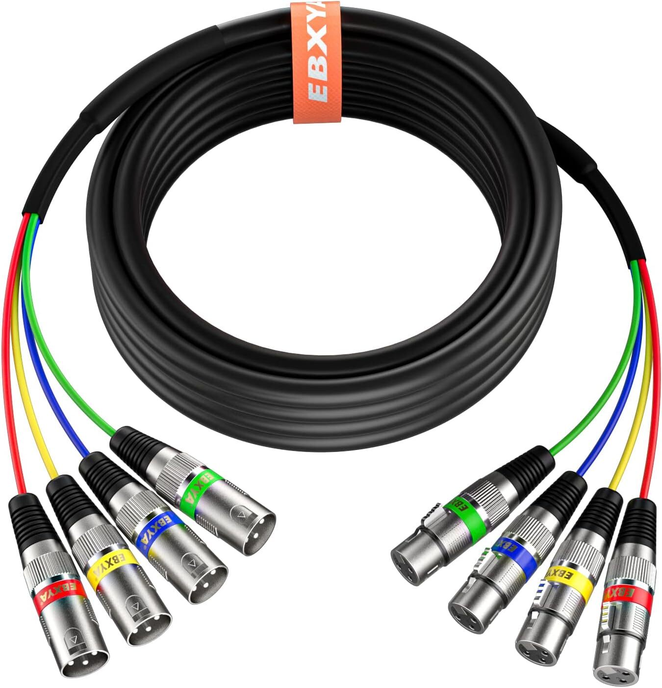 EBXYA 20 Ft 4 Channel XLR Snake 4 Colored - Premium 1 Pack, Blue,Green,Red