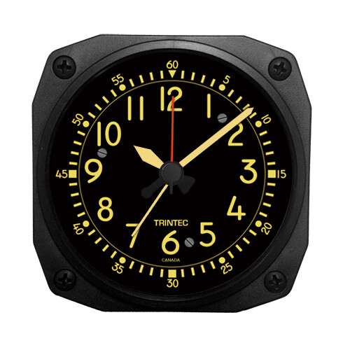 New TRINTEC  Vintage COCKPIT STYLE Travel Alarm Clock  Aviator DM65V  3.5"
