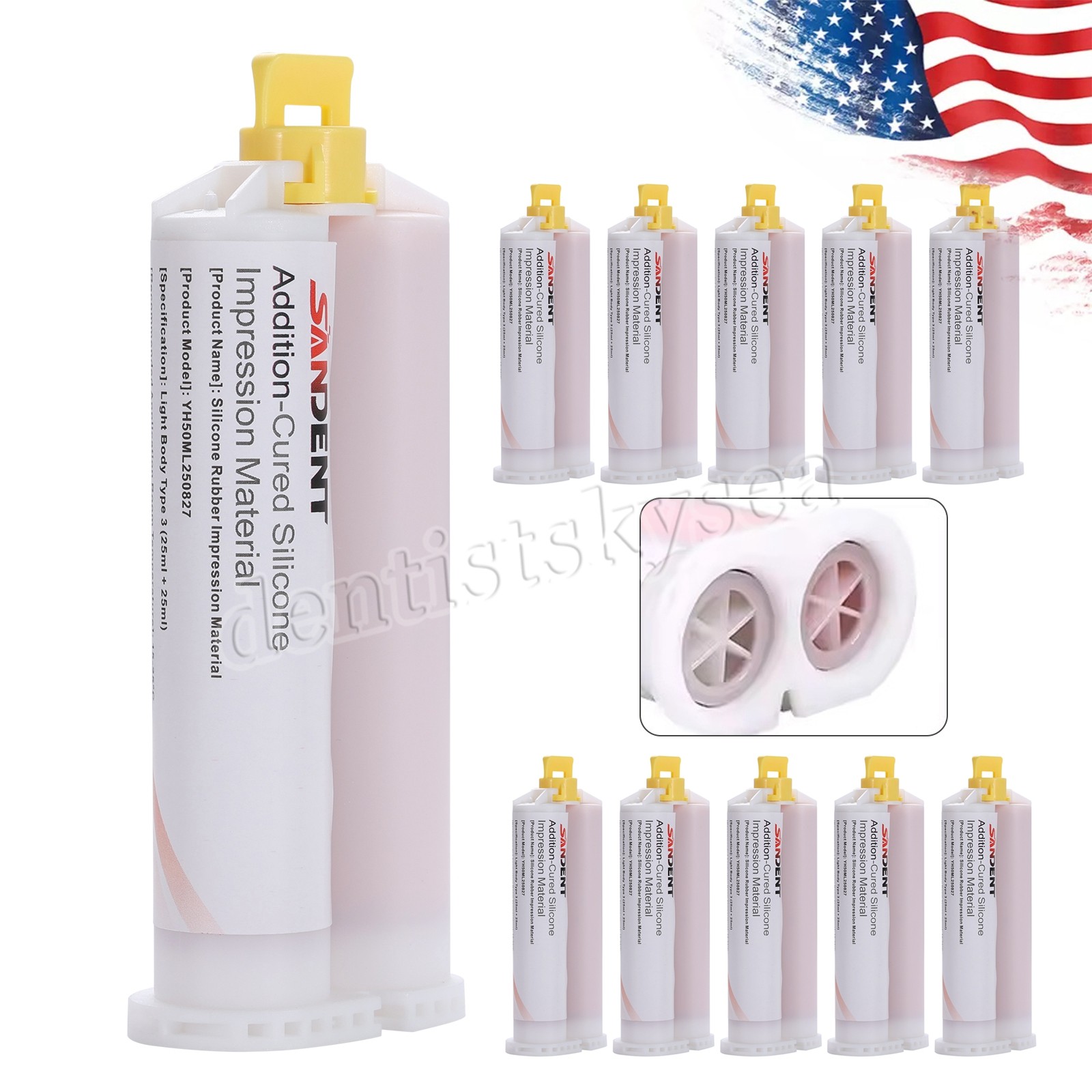 Light Body Fast Set Dental Impression Material VPS PVS 5*Tips