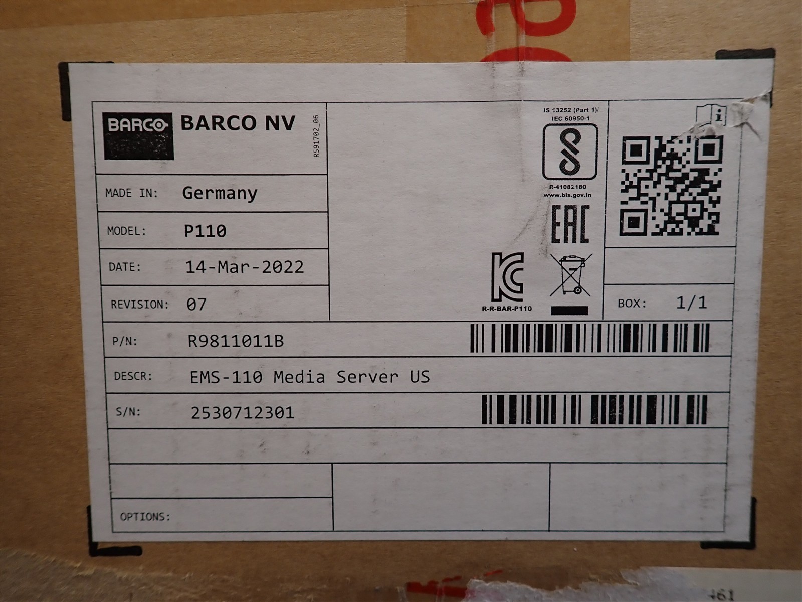 NEW Barco R9811011B EMS-110 Enterprise Media Server US (R28)