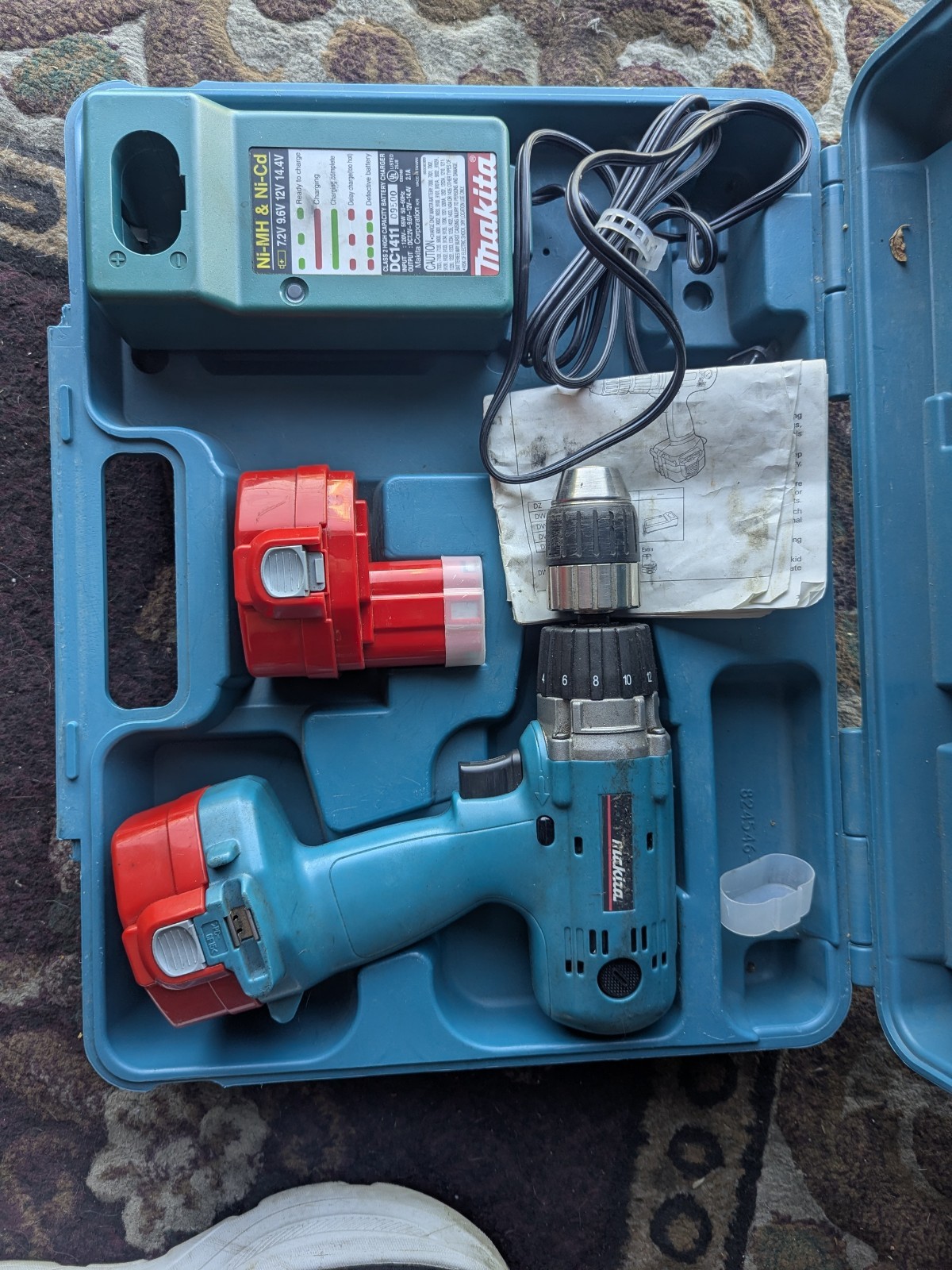 Makita 6336D Cordless 1/2" Drill, 2x 14.4V Fast Charge Batteries, Charger &Case