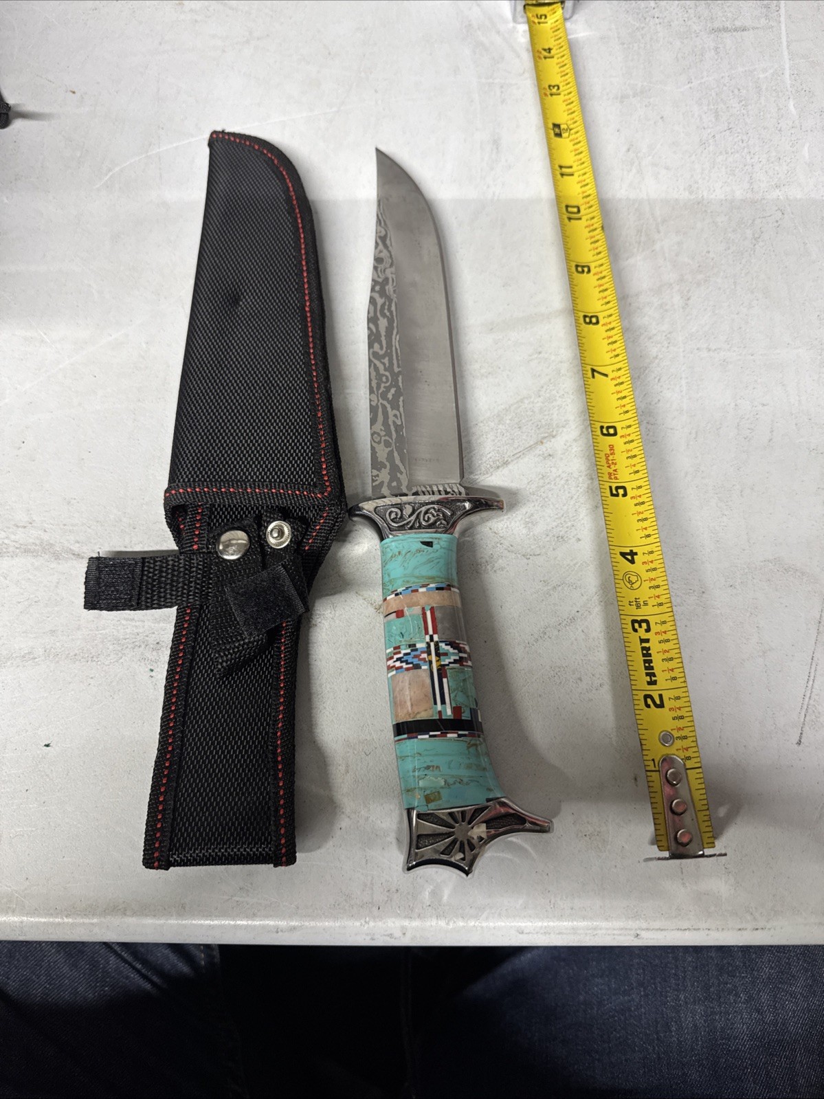 Native American Southwest Navajo Style Turquoise Inlay 12” Knife Wow Nice #XL6