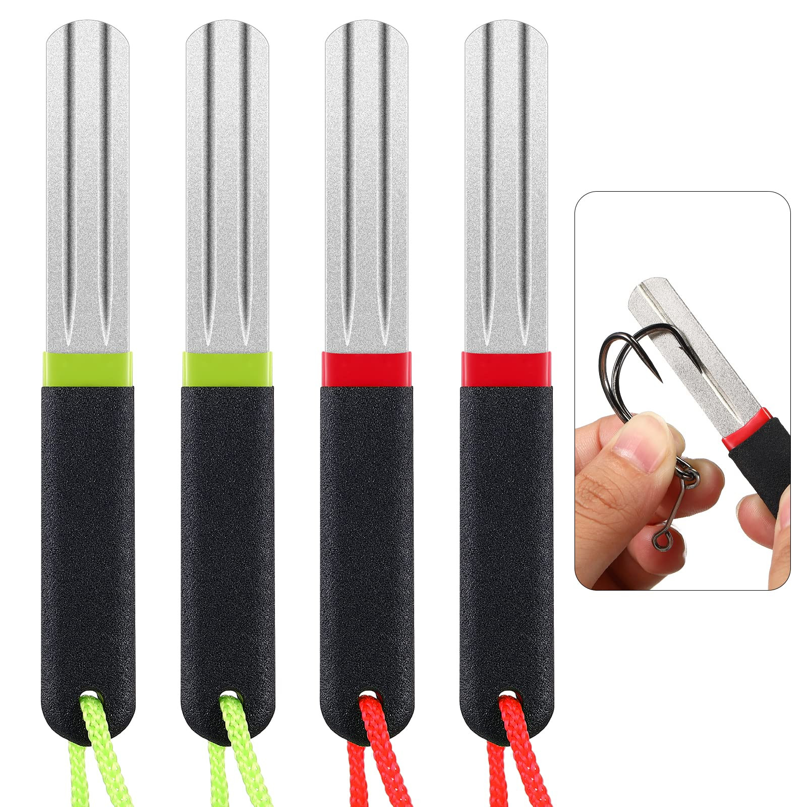 Sharpener Hook File Set 4 Diamond Fishing Hook File Portable Fish Hook Sharpener