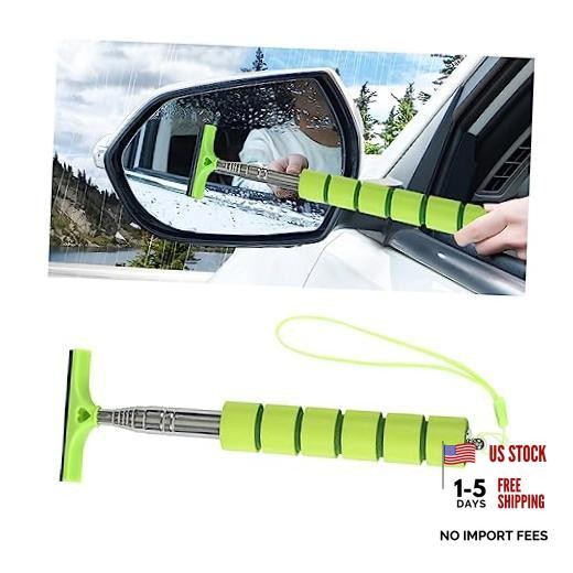 AICEL Car Side Mirror Squeegee - Rearview Mirror Wiper with Telescopic Green