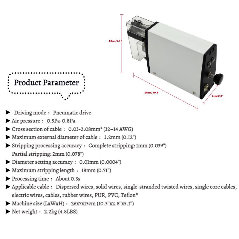 Inductive pneumatic wire stripper, portable small wire stripper