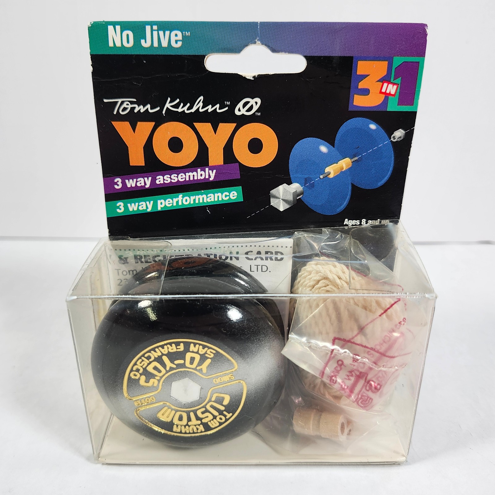 Vintage 90s Tom Kuhn No Jive 3-in-1 Custom Special Yo-Yo #20302 Black Wood USA