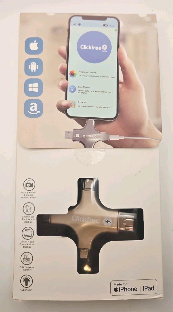 Clickfree Ultra 256GB Universal Photo & Video Backup Device iPhone & Android NOB