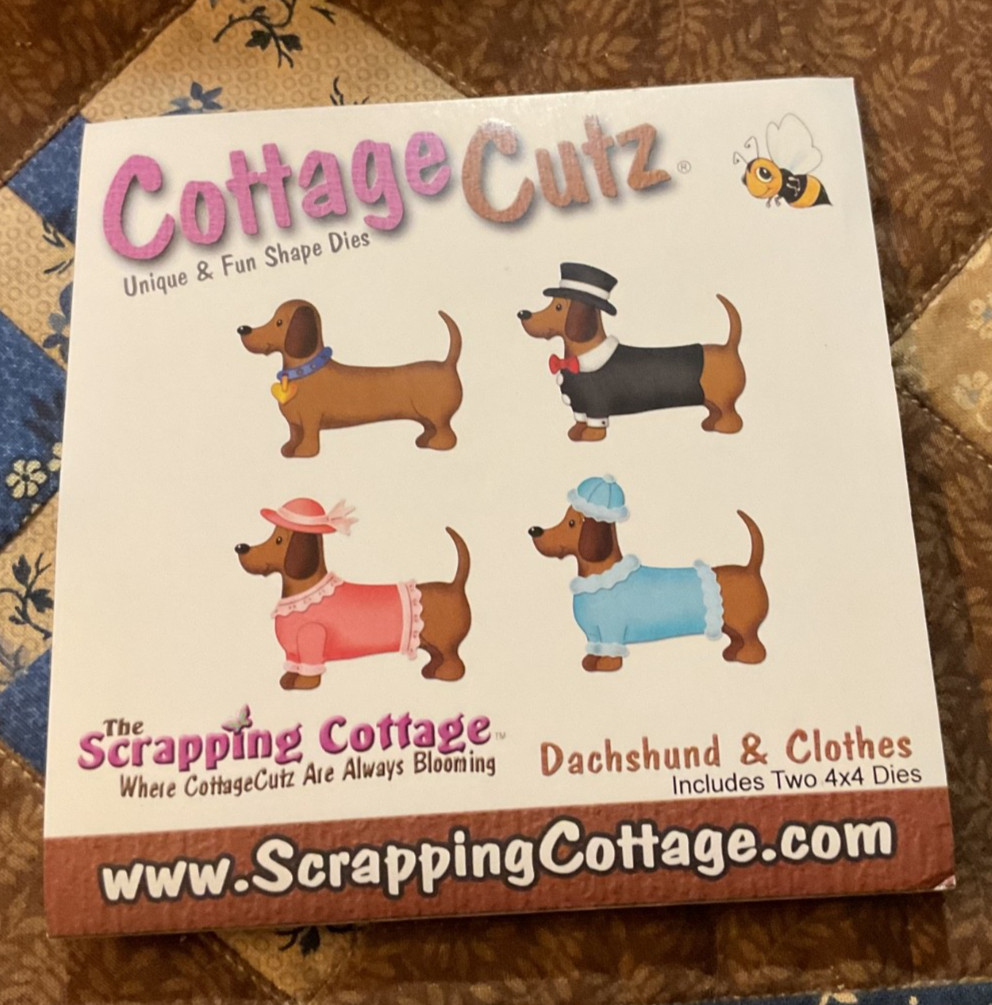 Dachshund dog die - Dachshund & Clothes - Cottage Cutz - 2 4x4 Dies